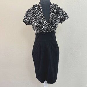 Love Tease High Waisted Short Sleeve Two‎ Piece Dress - Black/White - Size 5